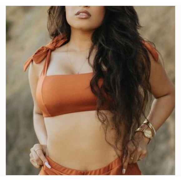 Joues De Sable Dominique Bikini Top Sz L Brown Sugar Swimwear - Picture 8 of 10